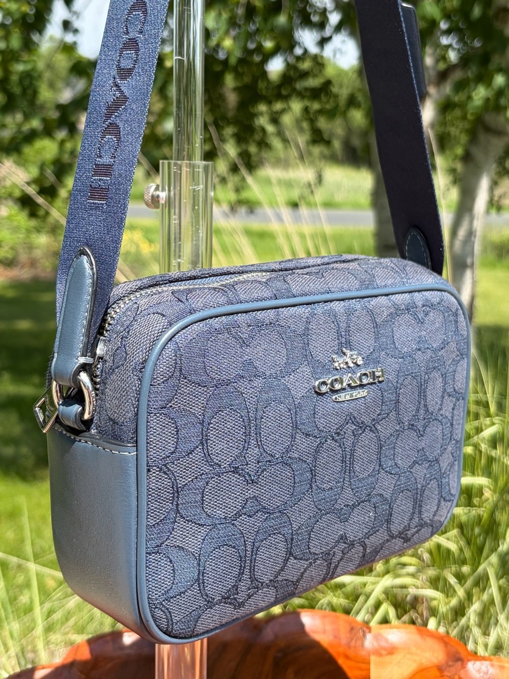 Coach Mini Jamie Denim Signature Jacquard Camera Crossbody Bag CT861 EUC - Picture 3 of 17